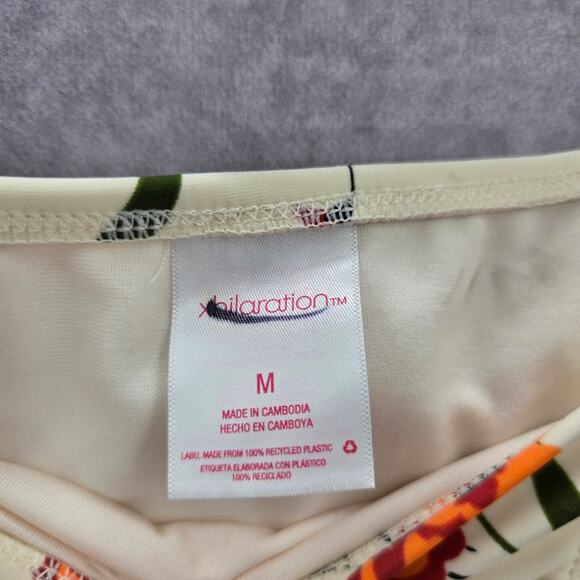 Xhilaration Cream Floral Polka Dot Tie Bikini Cheeky Bottom Swimwear Medium - Picture 5 of 6